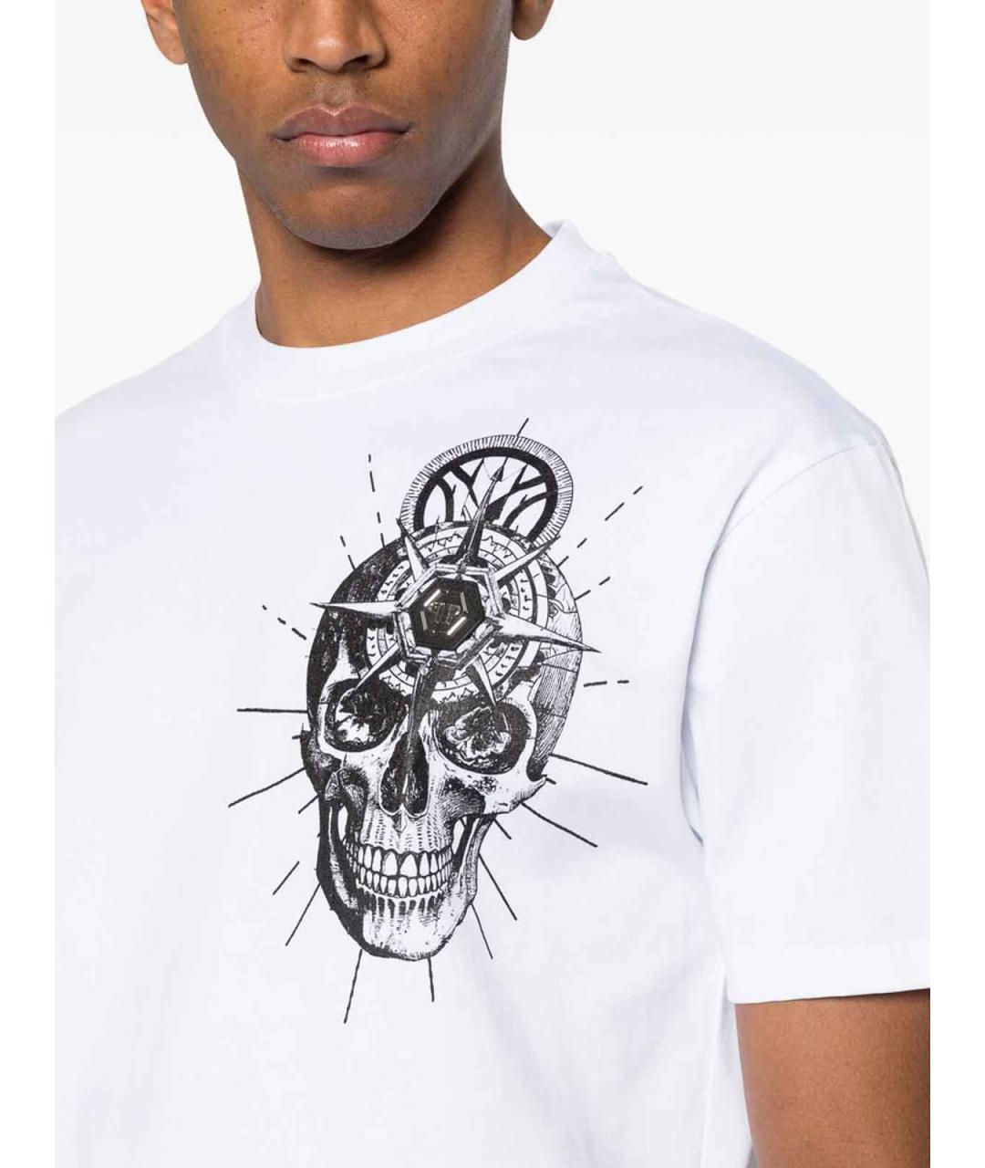 PHILIPP PLEIN Белая хлопковая футболка, фото 5