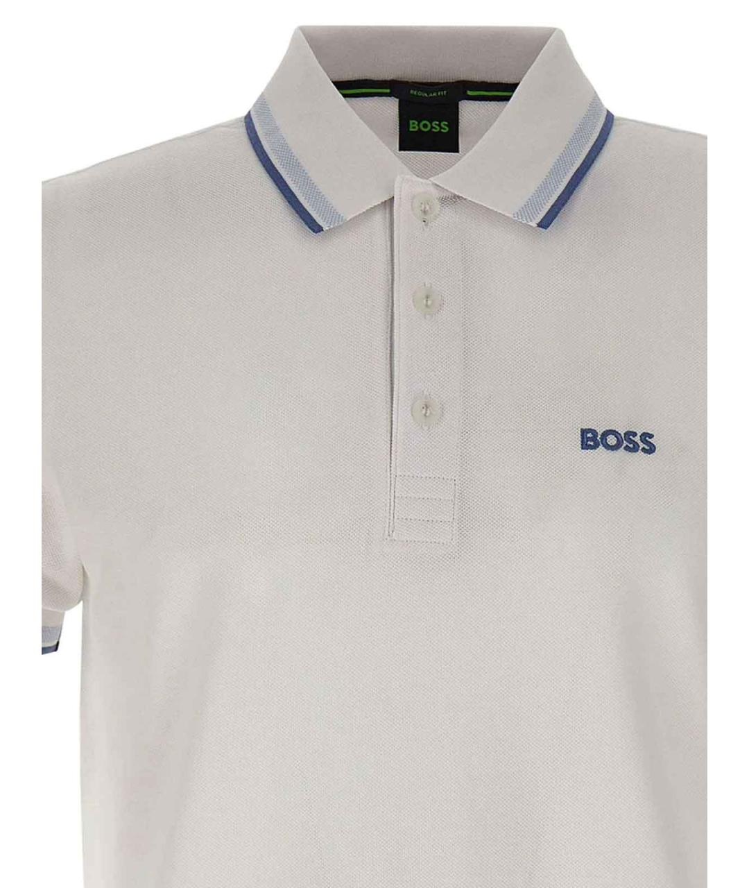 HUGO BOSS Белое хлопковое поло с коротким рукавом, фото 3