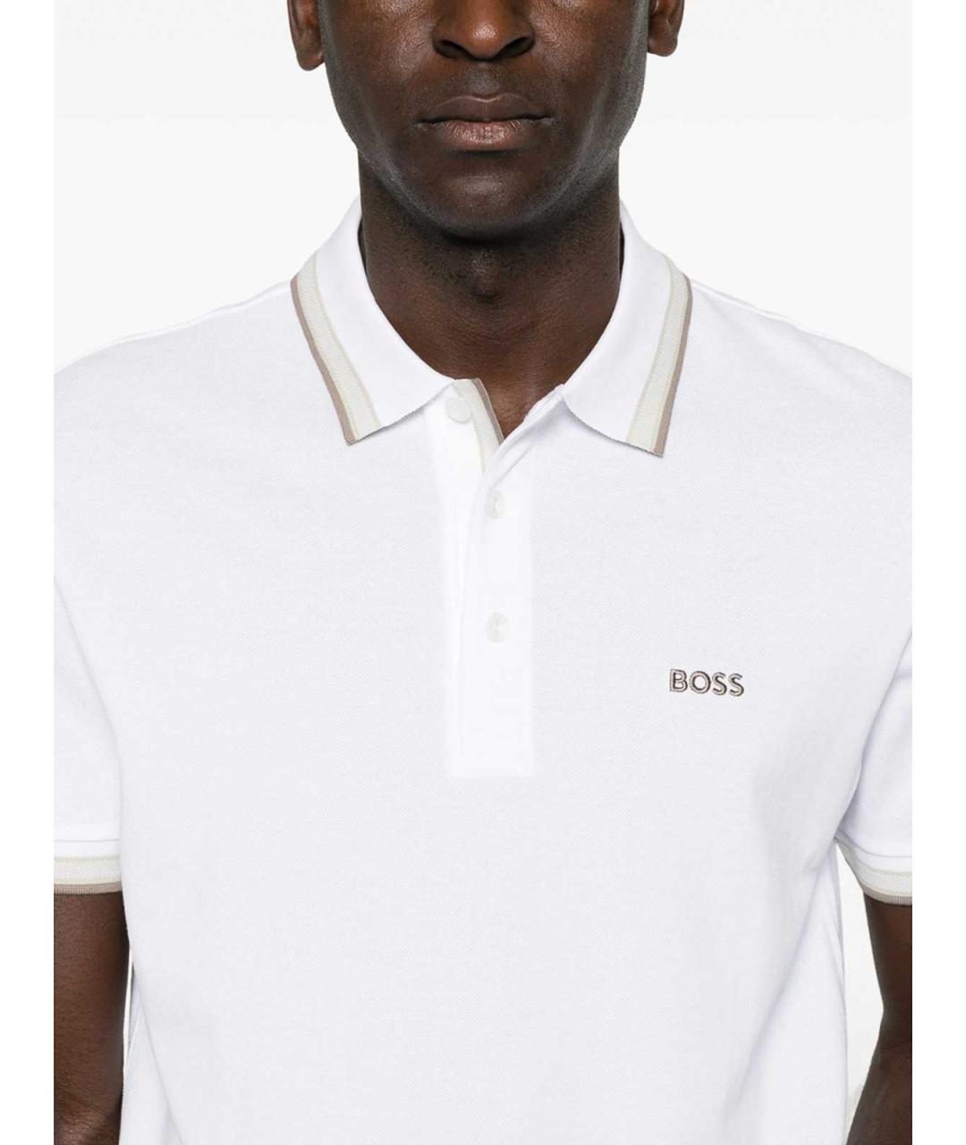 HUGO BOSS Белое хлопковое поло с коротким рукавом, фото 5