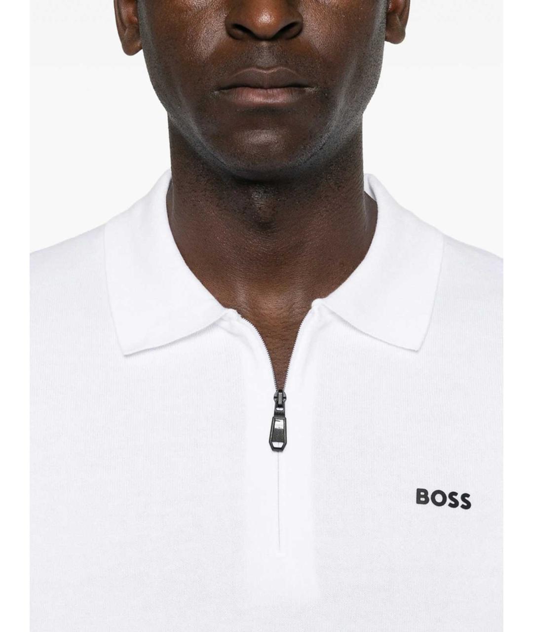 HUGO BOSS Белое хлопковое поло с коротким рукавом, фото 4