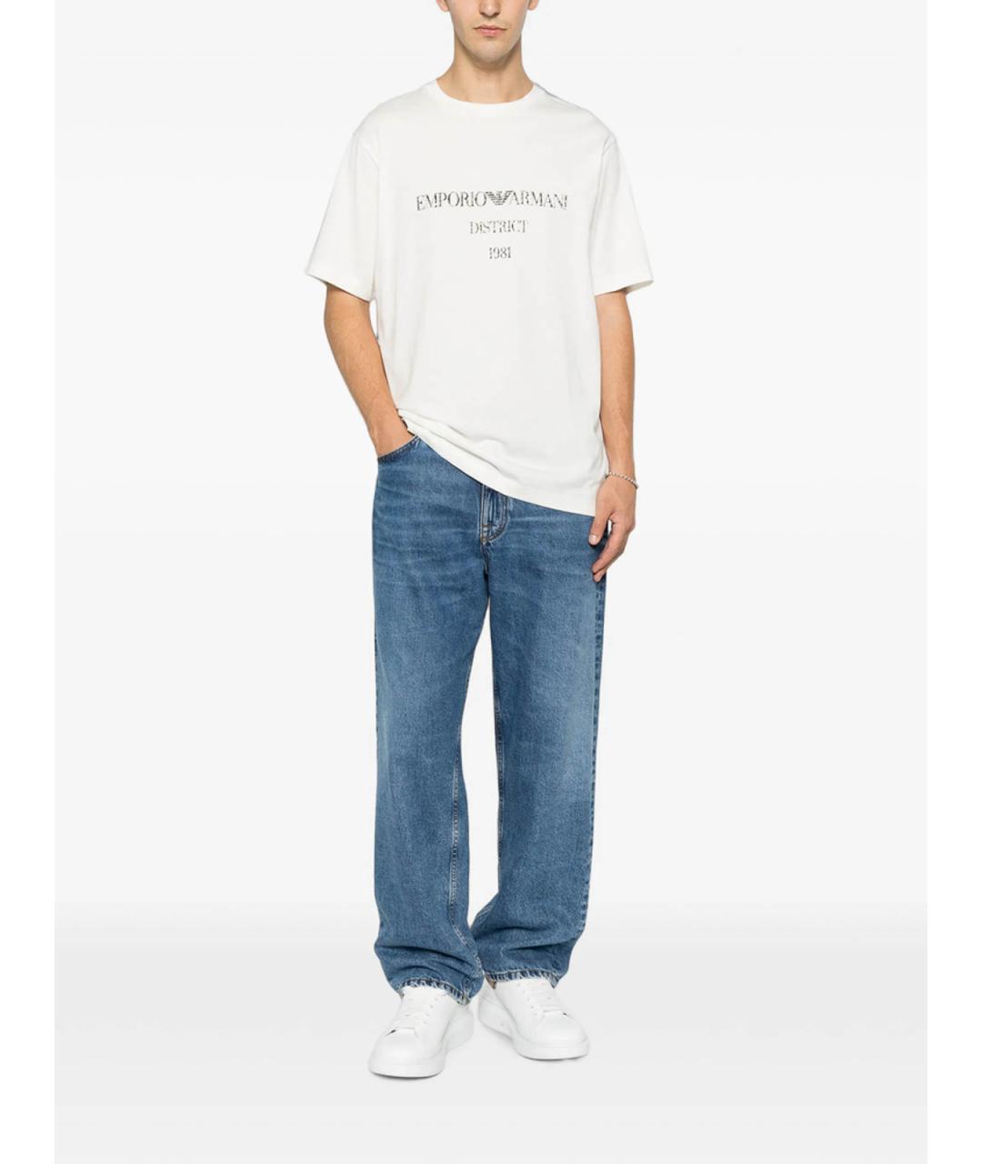 EMPORIO ARMANI Белая хлопковая футболка, фото 4