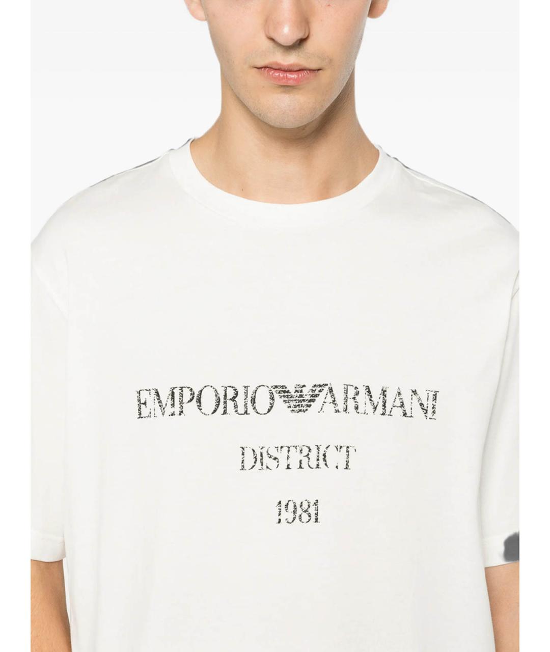 EMPORIO ARMANI Белая хлопковая футболка, фото 3