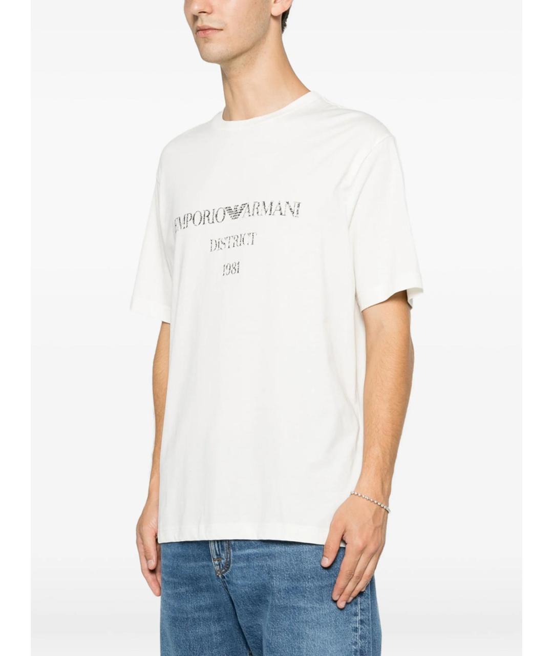 EMPORIO ARMANI Белая хлопковая футболка, фото 5