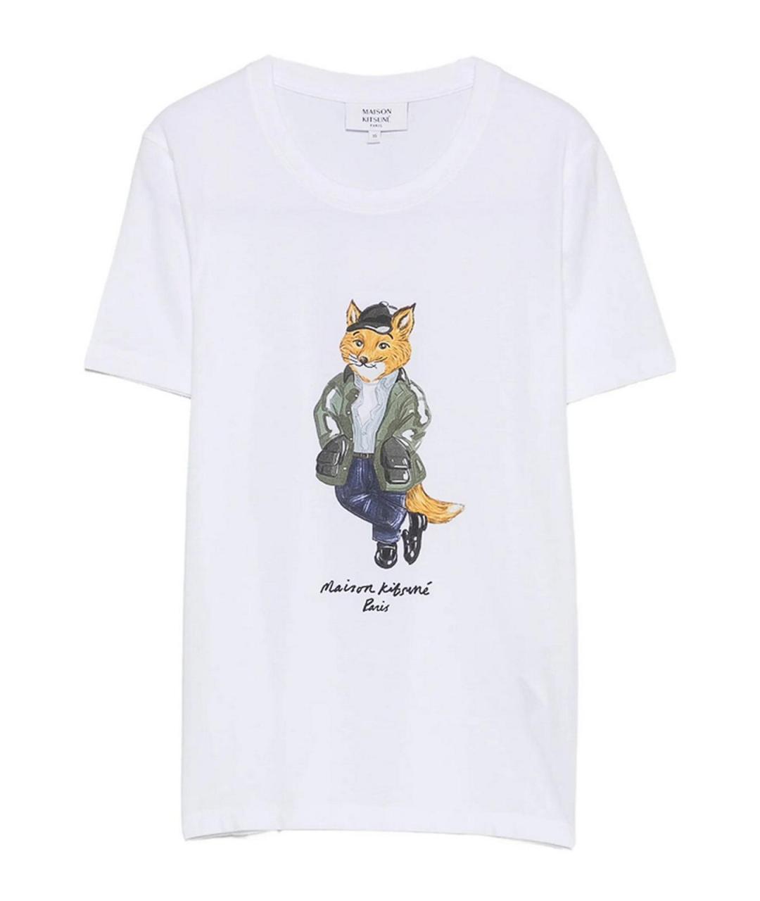 MAISON KITSUNE Белая хлопковая футболка, фото 1