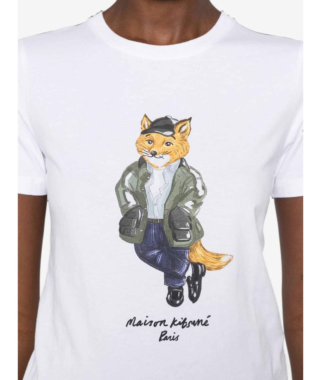 MAISON KITSUNE Белая хлопковая футболка, фото 2