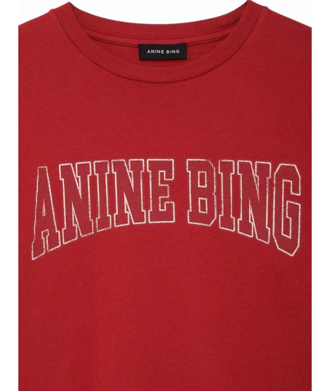 ANINE BING Красная хлопковая футболка, фото 2