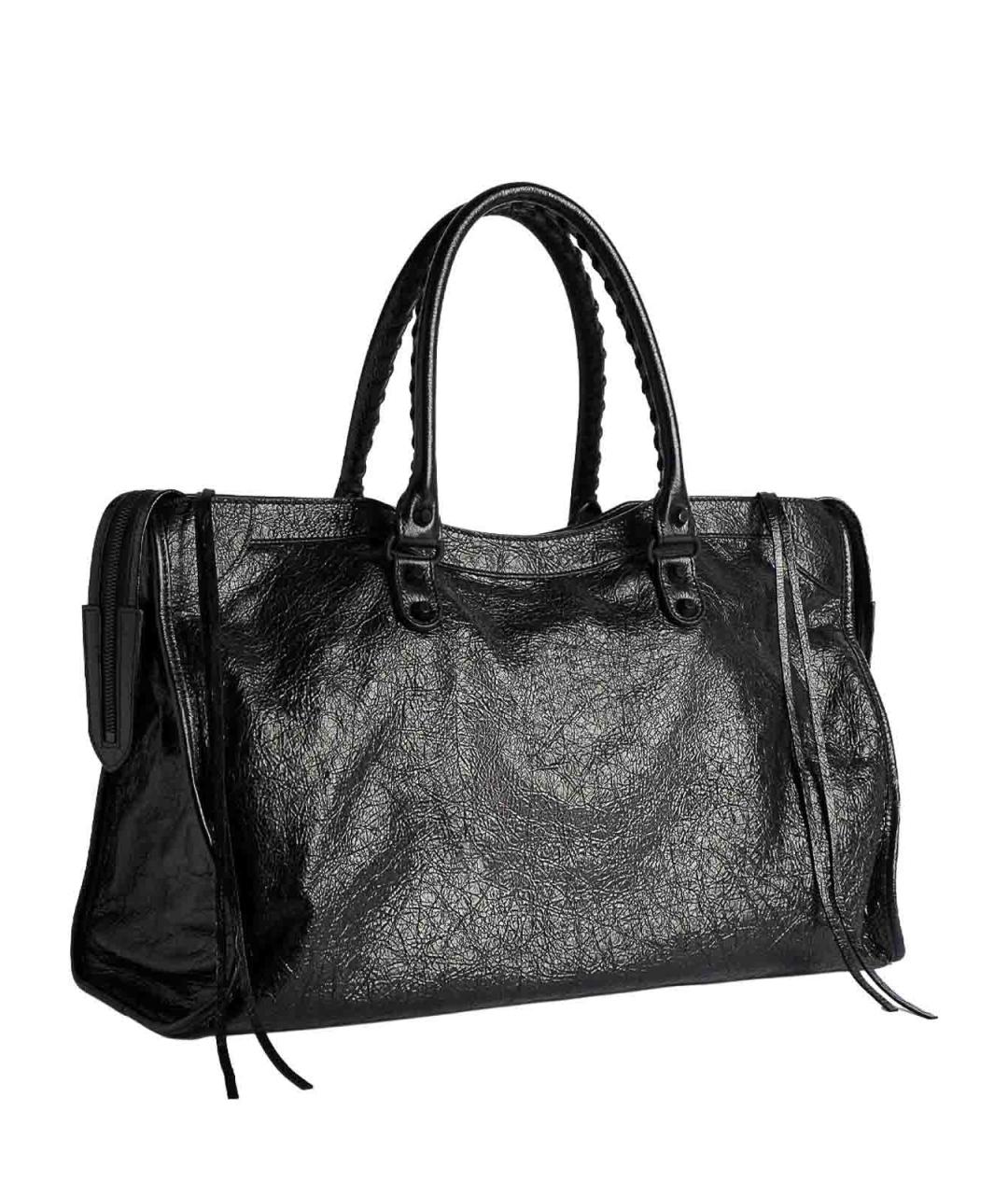 BALENCIAGA Черная кожаная сумка тоут, фото 6