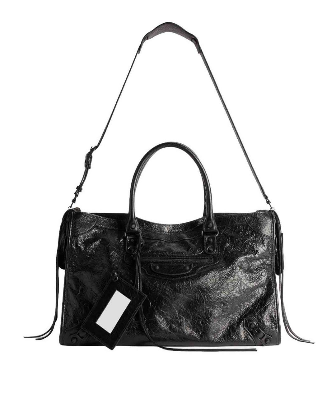 BALENCIAGA Черная кожаная сумка тоут, фото 7