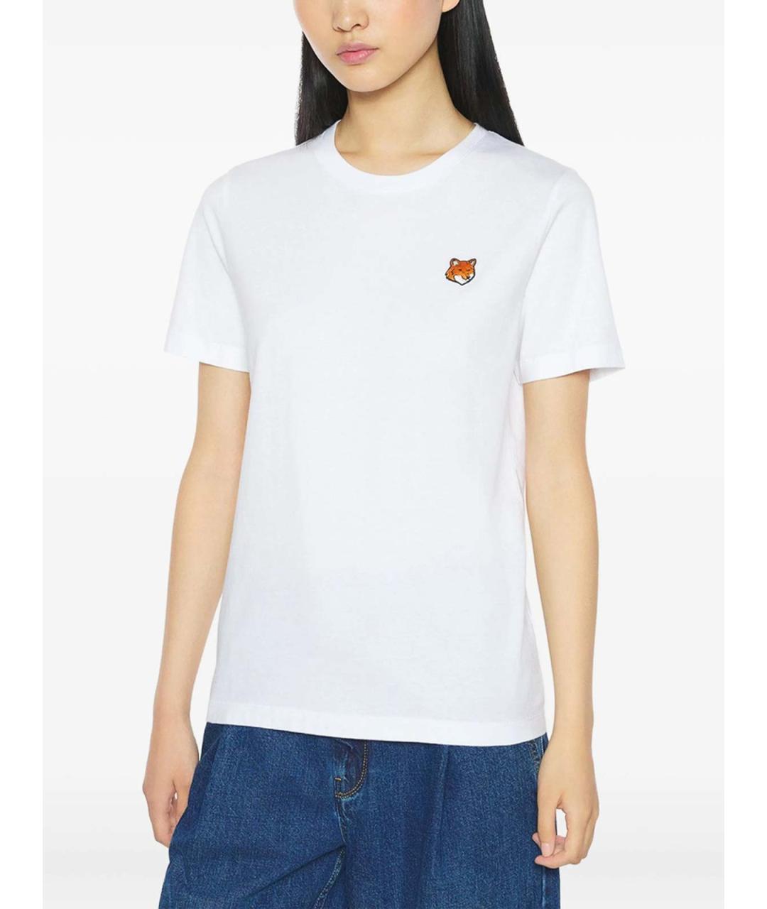 MAISON KITSUNE Белая хлопковая футболка, фото 4