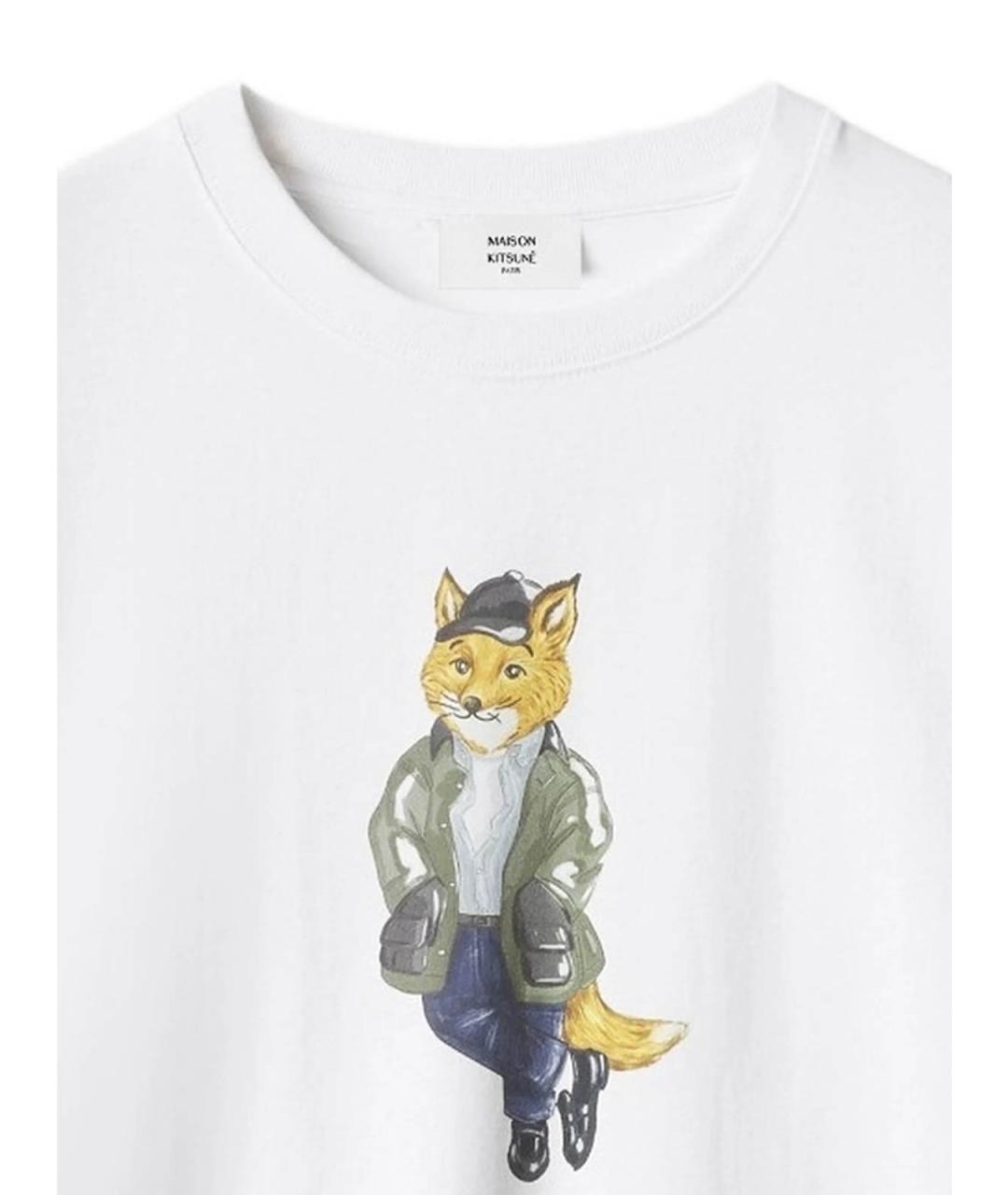 MAISON KITSUNE Белая хлопковая футболка, фото 2