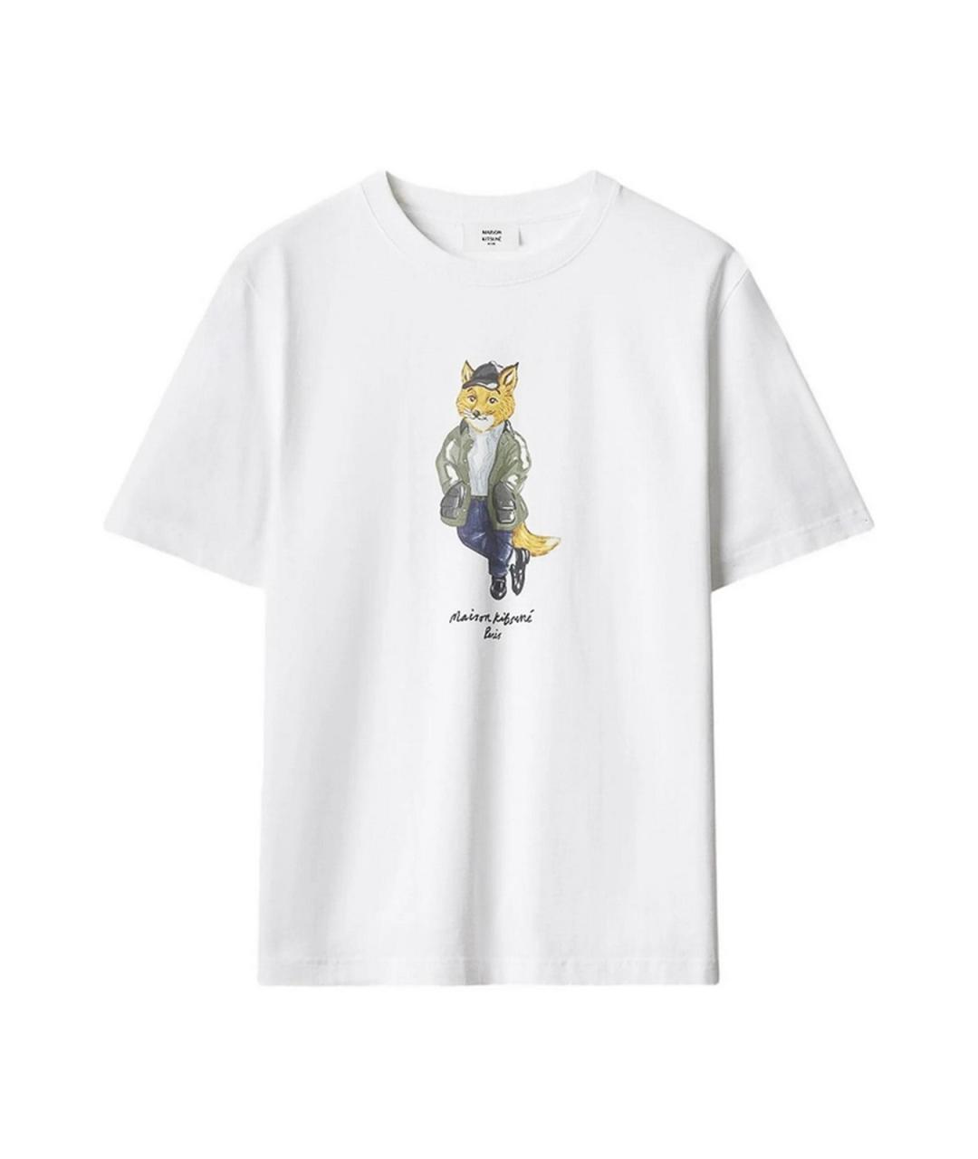 MAISON KITSUNE Белая хлопковая футболка, фото 1