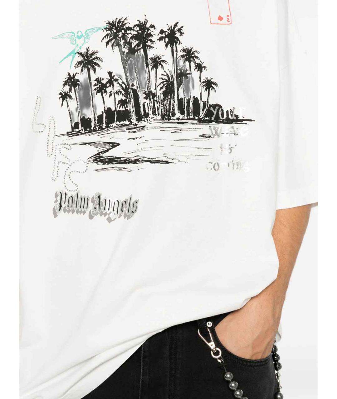 PALM ANGELS Белая хлопковая футболка, фото 3