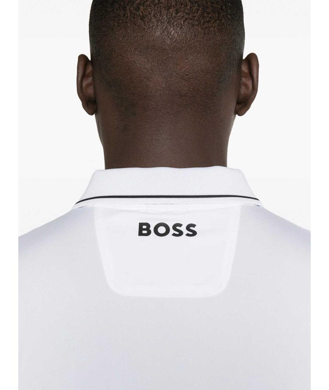 HUGO BOSS Белое хлопко-полиэстеровое поло с коротким рукавом, фото 2