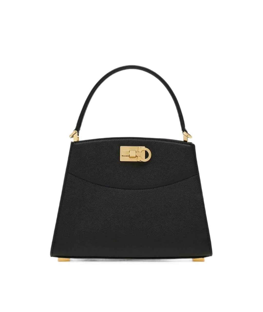FERRAGAMO Черная кожаная сумка тоут, фото 1