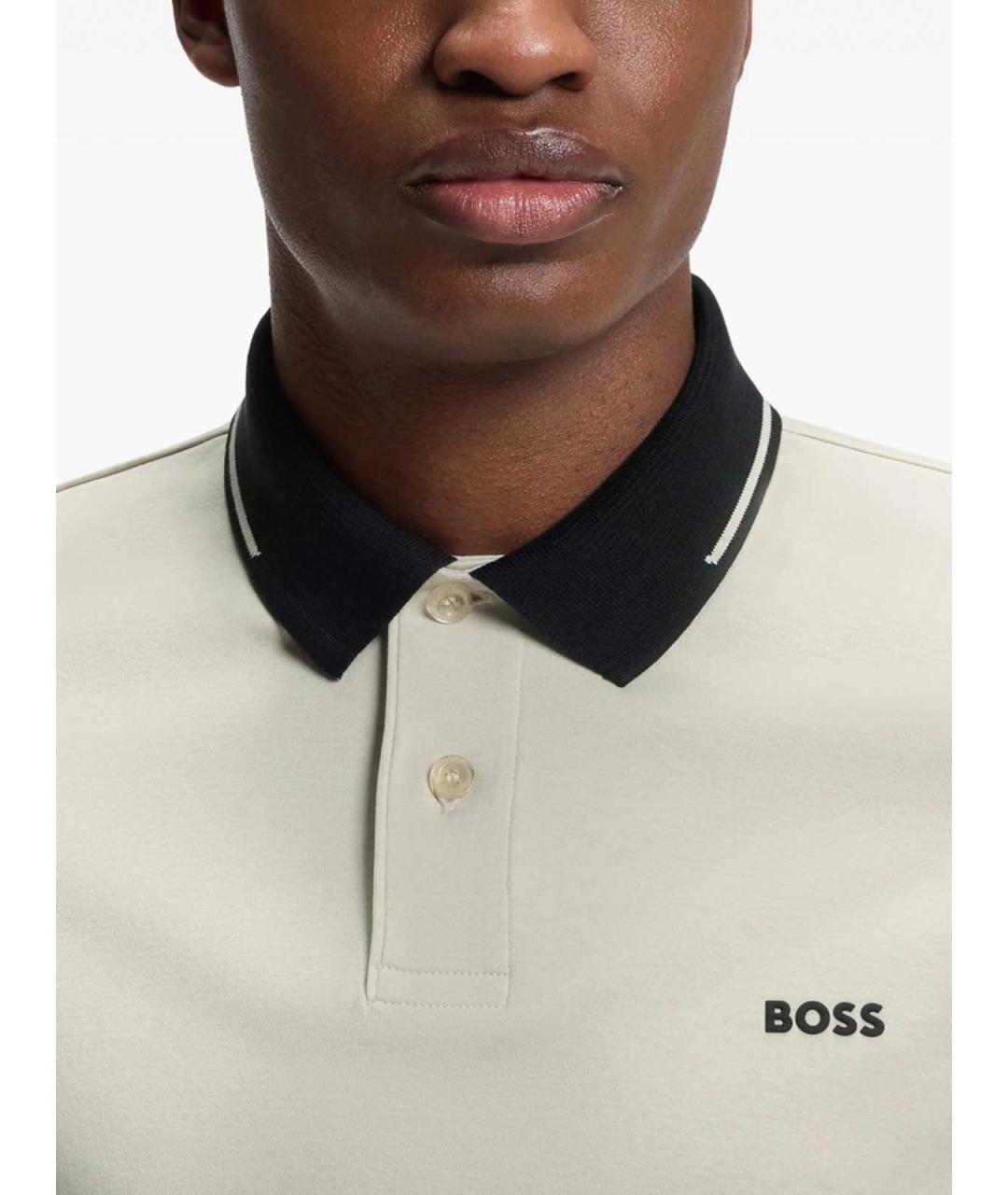 HUGO BOSS Серое хлопковое поло с коротким рукавом, фото 5