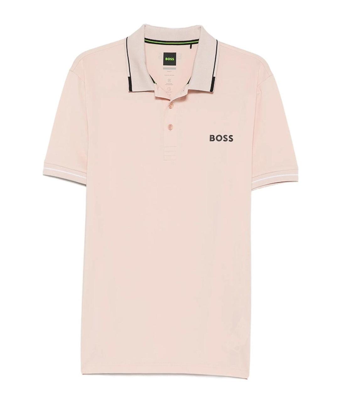 HUGO BOSS Розовое хлопко-полиэстеровое поло с коротким рукавом, фото 1