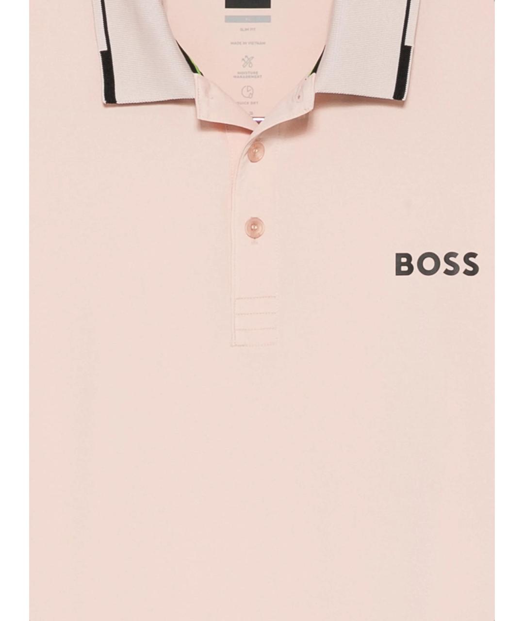 HUGO BOSS Розовое хлопко-полиэстеровое поло с коротким рукавом, фото 3