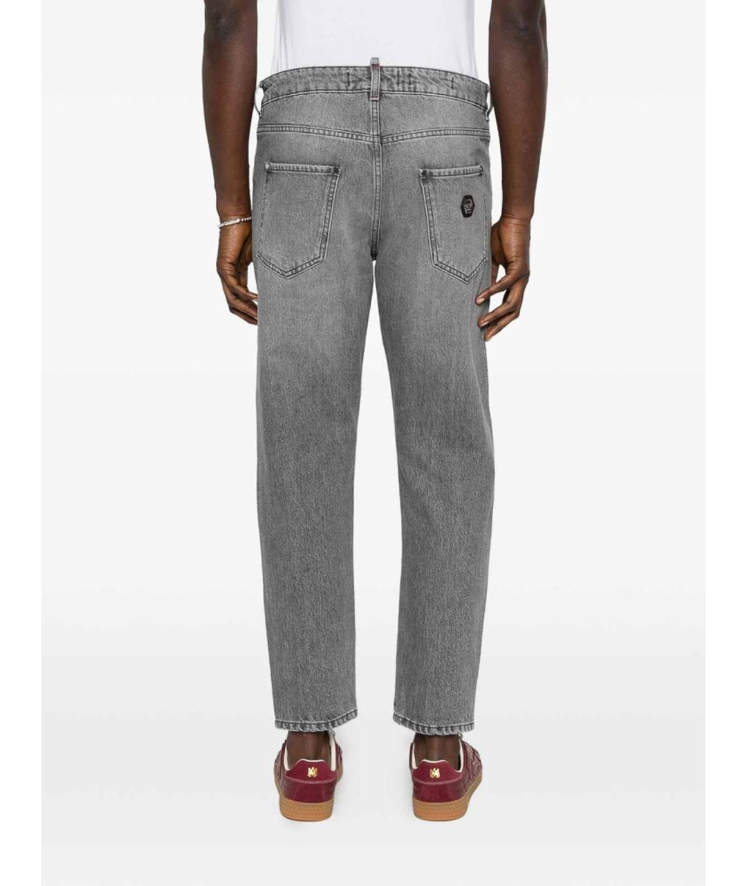PHILIPP PLEIN Серые хлопковые прямые джинсы, фото 4
