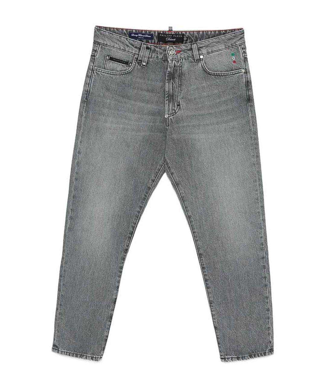 PHILIPP PLEIN Серые хлопковые прямые джинсы, фото 1
