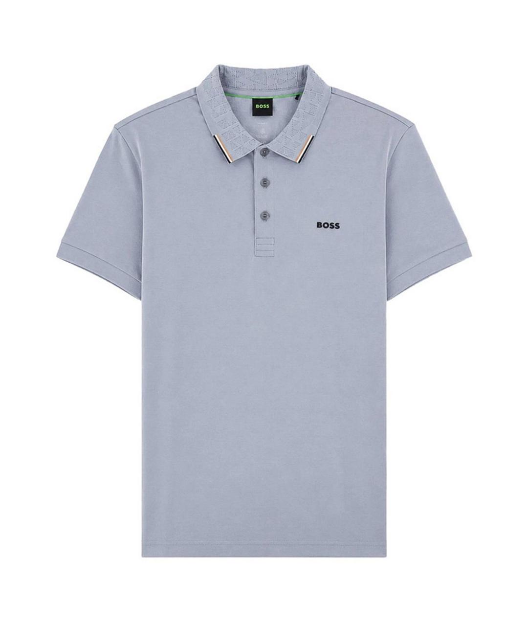 HUGO BOSS Серое хлопковое поло с коротким рукавом, фото 1