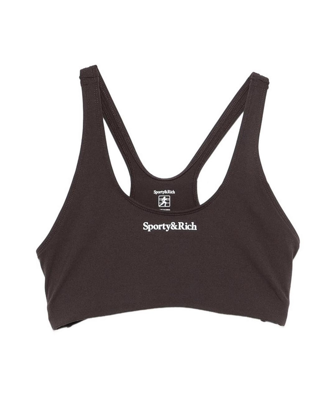 SPORTY AND RICH Коричневая полиамидовая майка, фото 1