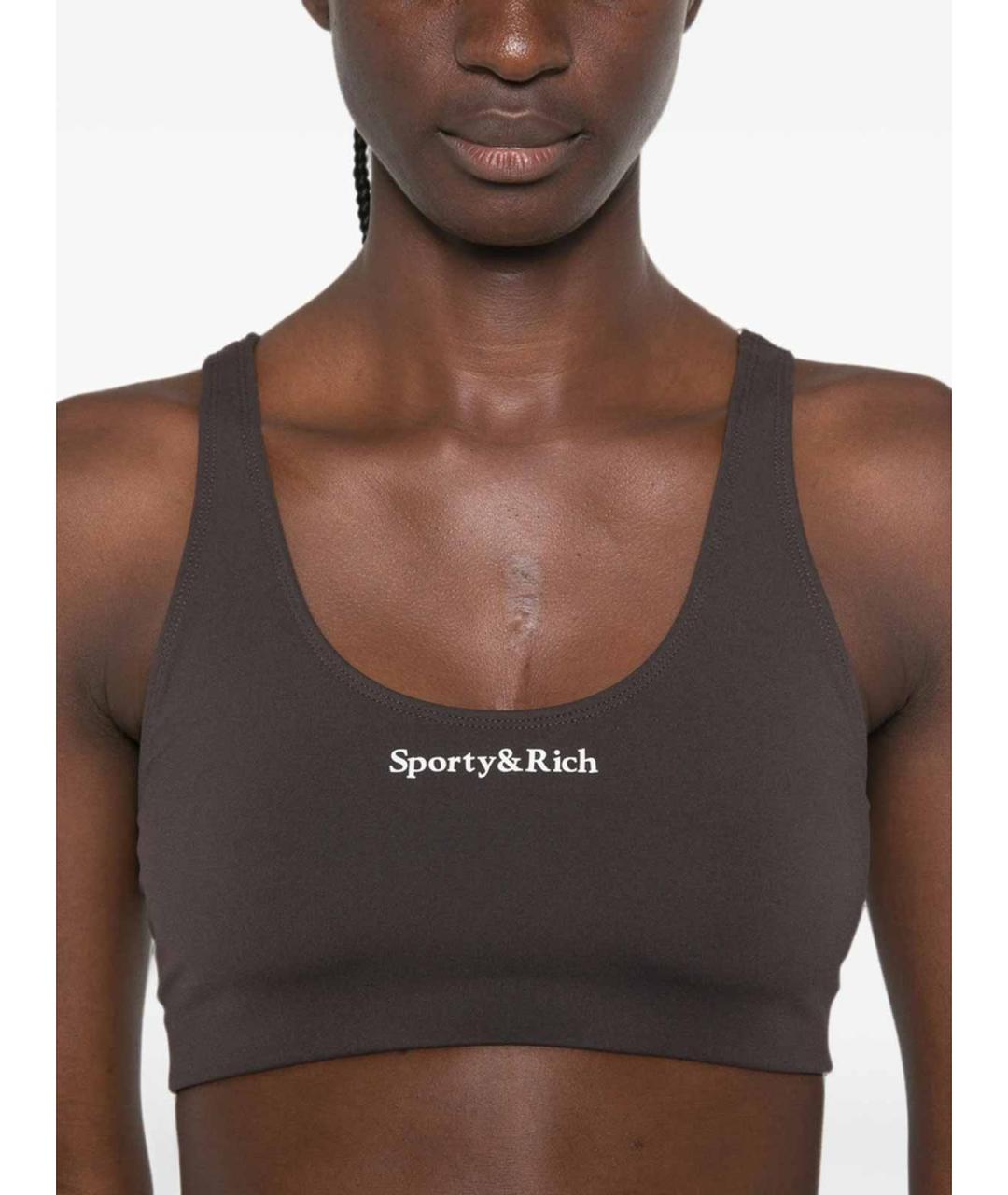 SPORTY AND RICH Коричневая полиамидовая майка, фото 2