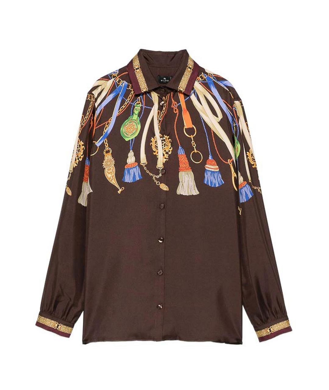 ETRO Коричневая шелковая рубашка, фото 1