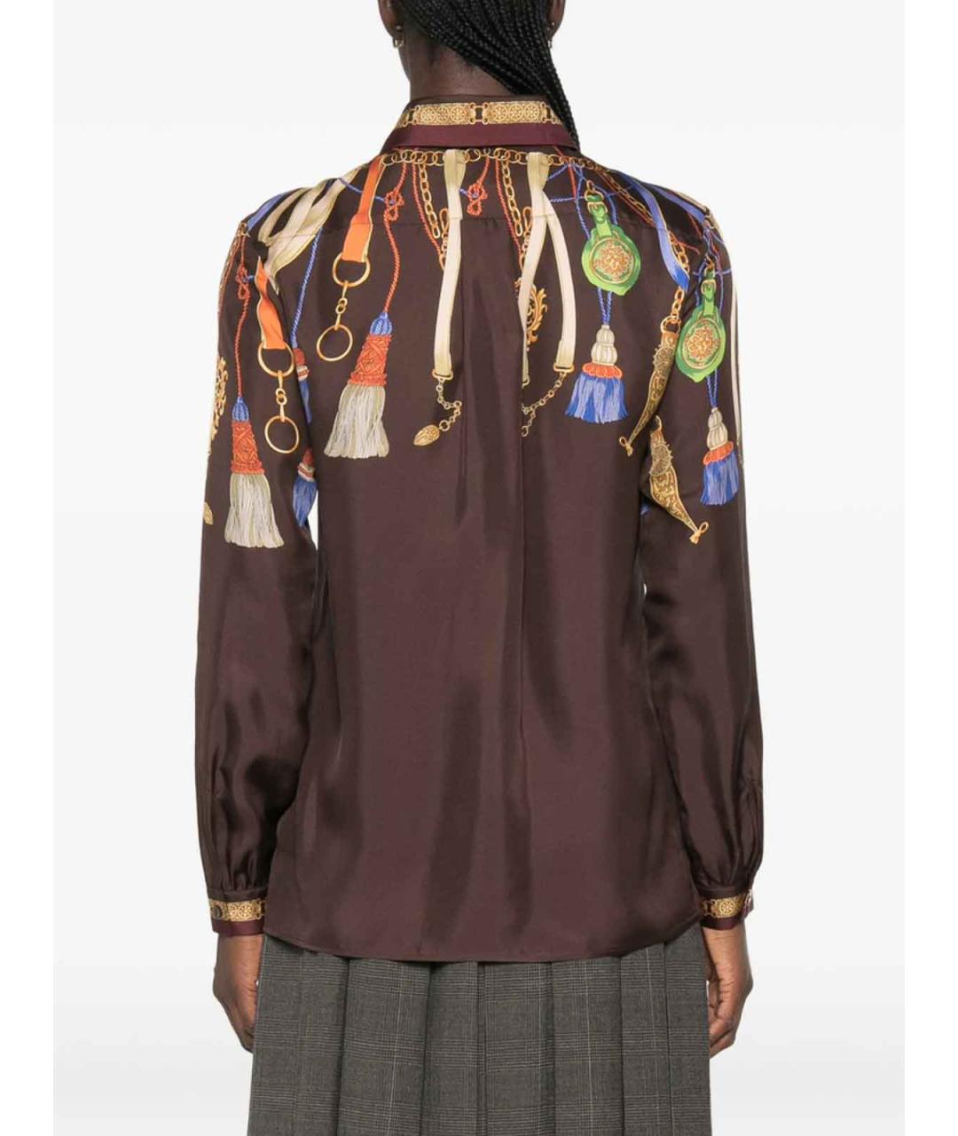 ETRO Коричневая шелковая рубашка, фото 3