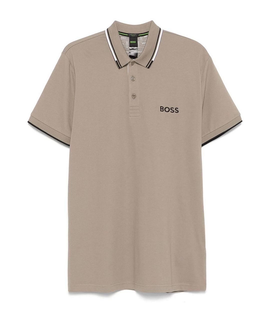 HUGO BOSS Серое хлопковое поло с коротким рукавом, фото 1