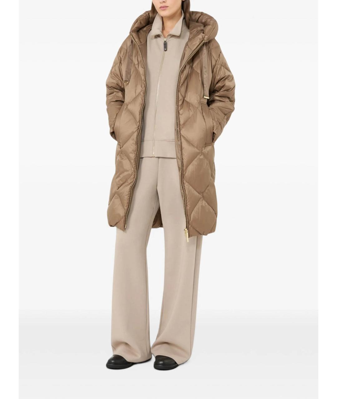 MAX MARA Бежевый полиэстеровый пуховик, фото 3