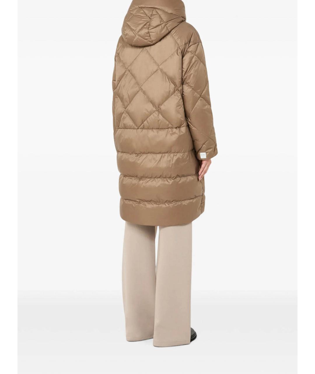 MAX MARA Бежевый полиэстеровый пуховик, фото 2