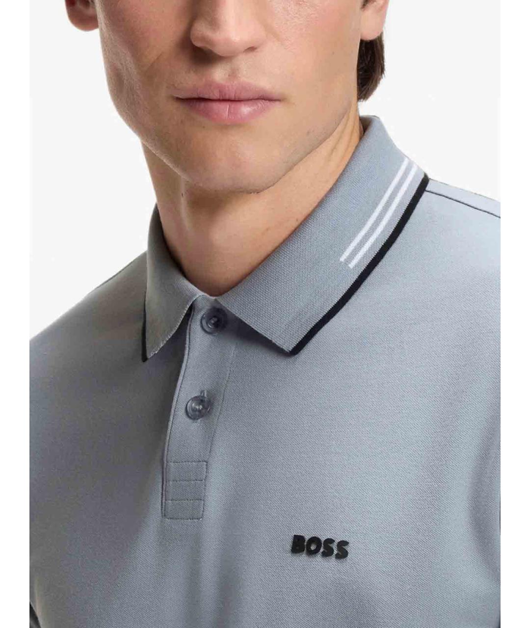 HUGO BOSS Серое хлопковое поло с коротким рукавом, фото 3