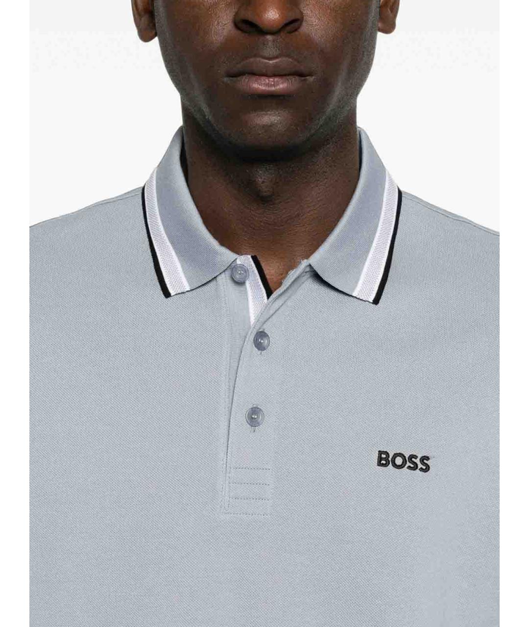 HUGO BOSS Серое хлопковое поло с коротким рукавом, фото 2