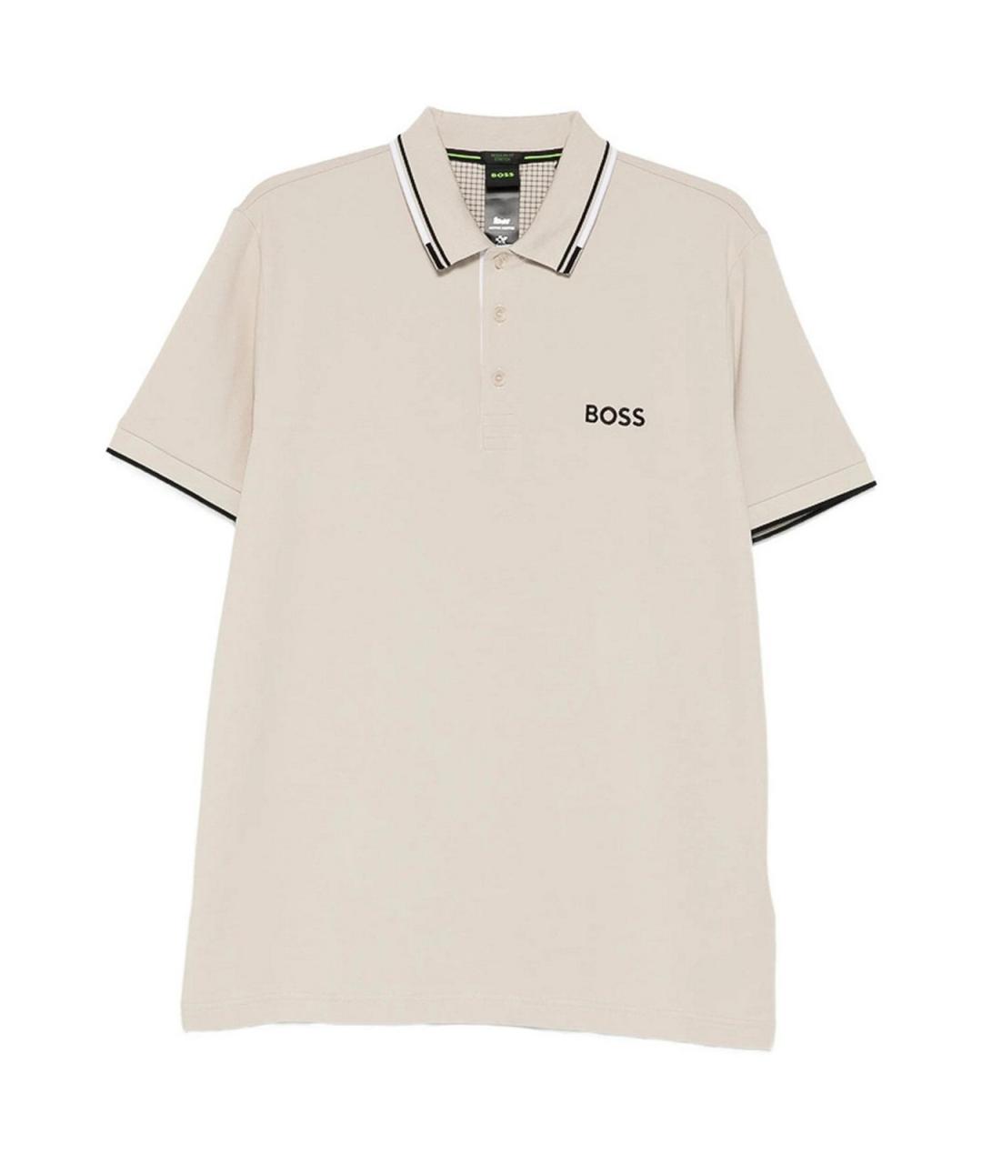 HUGO BOSS Бежевое хлопковое поло с коротким рукавом, фото 1