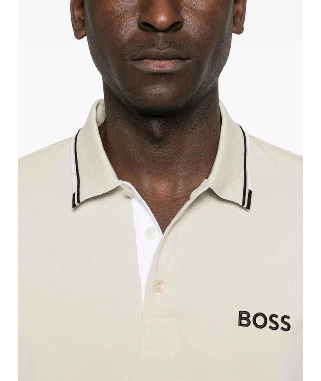 HUGO BOSS Бежевое хлопковое поло с коротким рукавом, фото 5