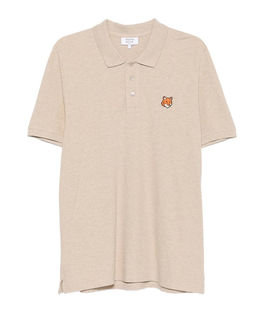 MAISON KITSUNE Бежевое хлопковое поло с коротким рукавом, фото 1