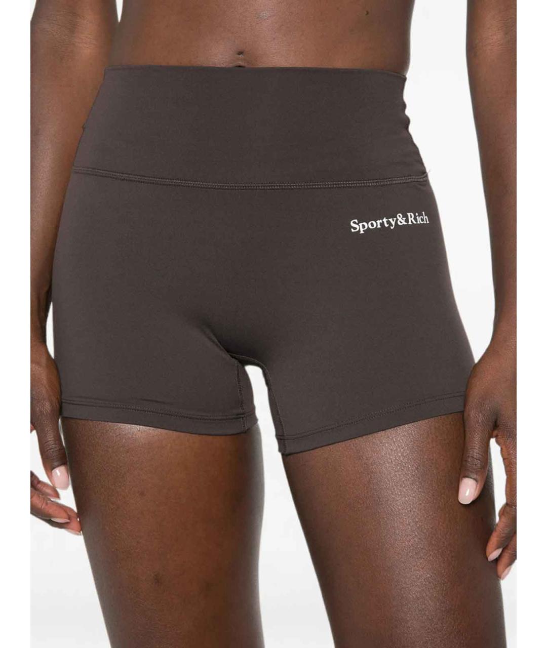 SPORTY AND RICH Коричневые полиамидовые спортивные брюки и шорты, фото 5