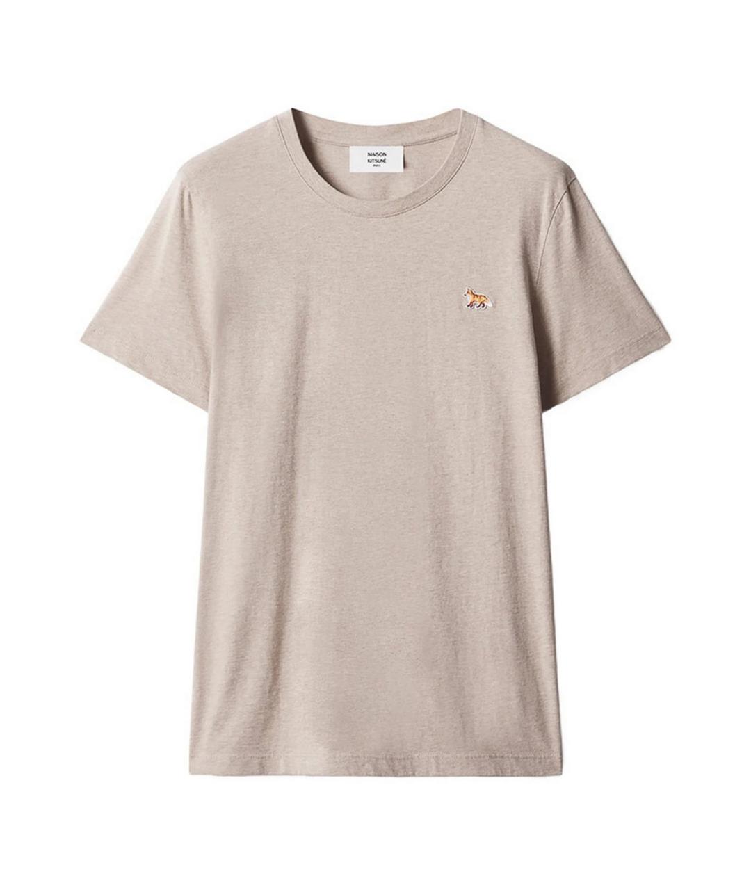 MAISON KITSUNE Бежевая хлопковая футболка, фото 1