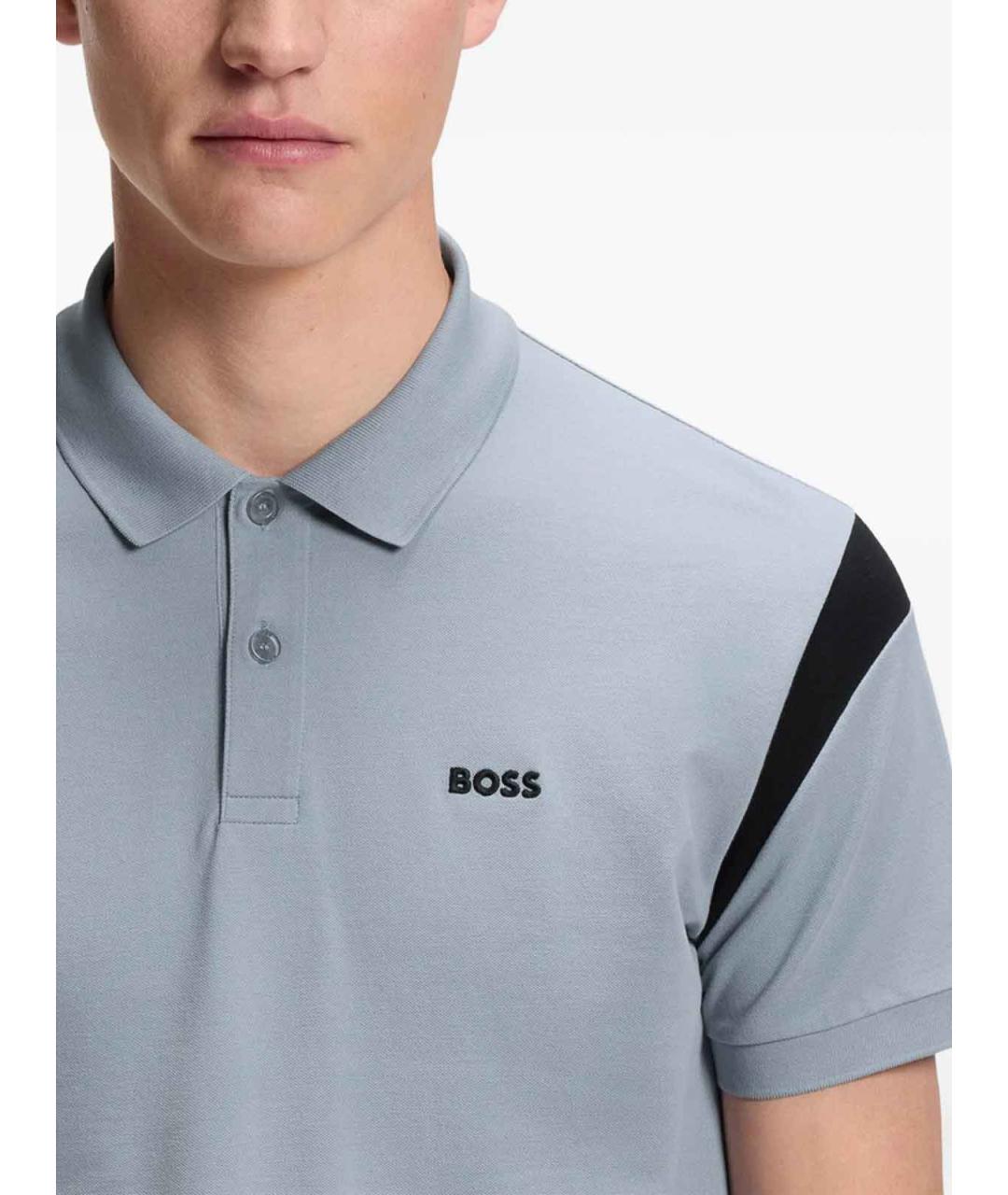 HUGO BOSS Серое хлопковое поло с коротким рукавом, фото 3
