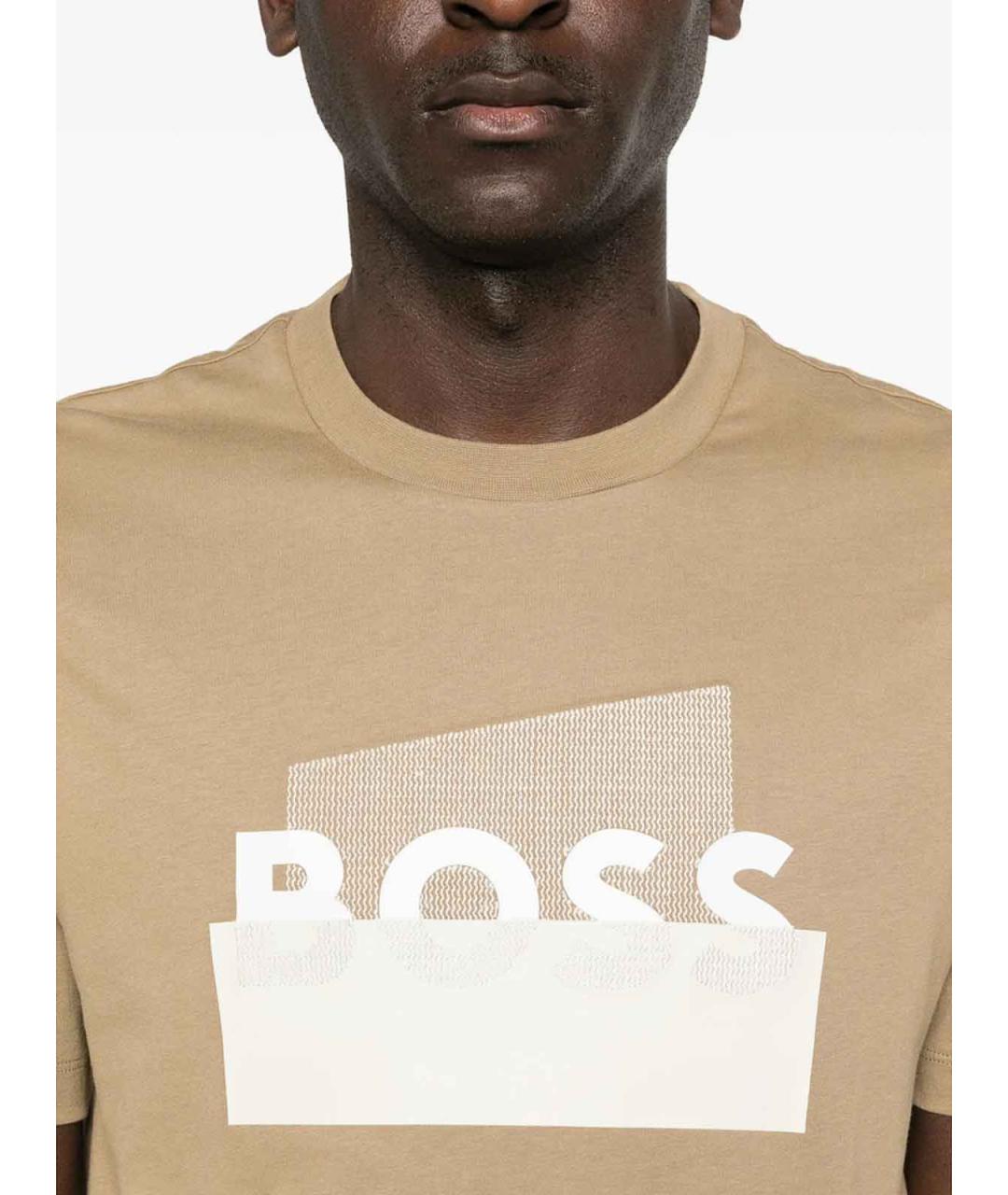 HUGO BOSS Бежевая хлопковая футболка, фото 2