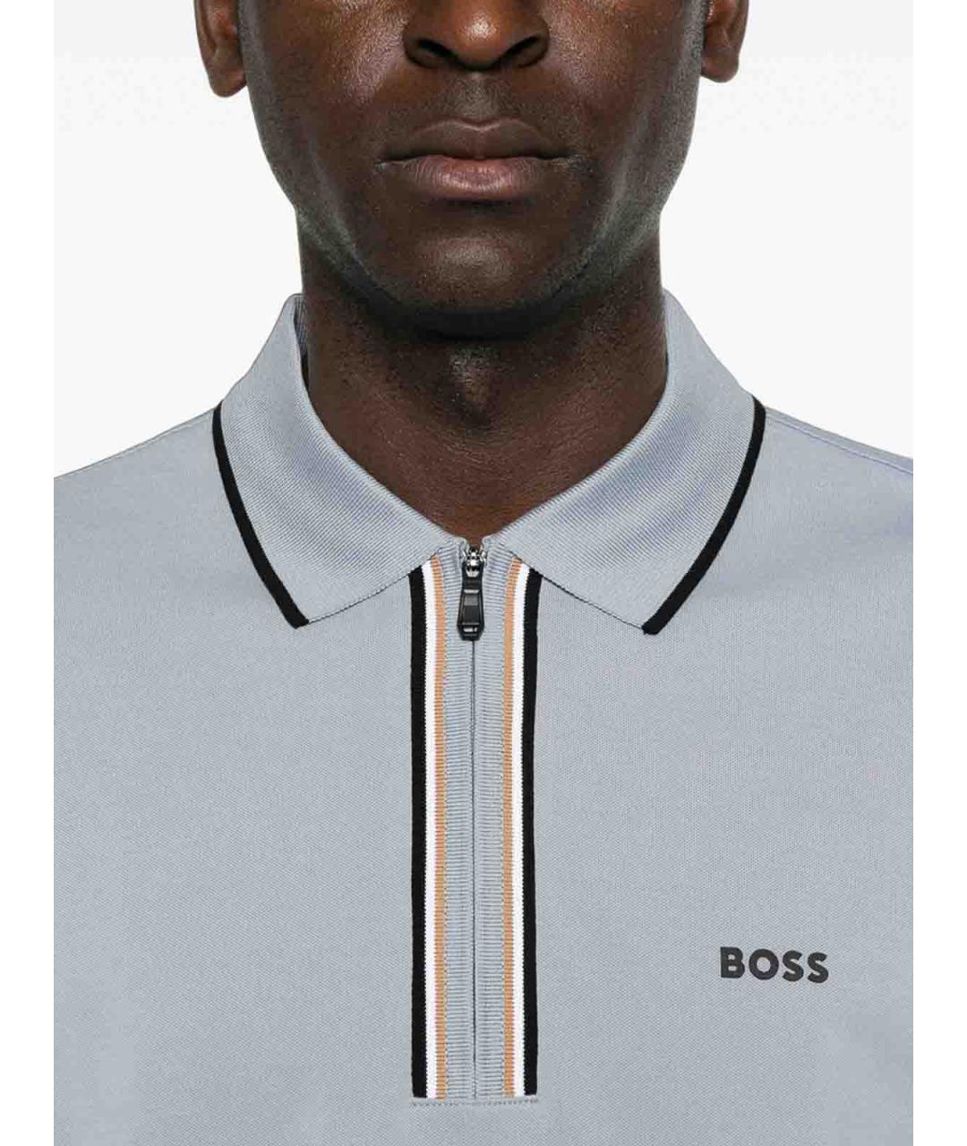 HUGO BOSS Серое хлопковое поло с коротким рукавом, фото 5
