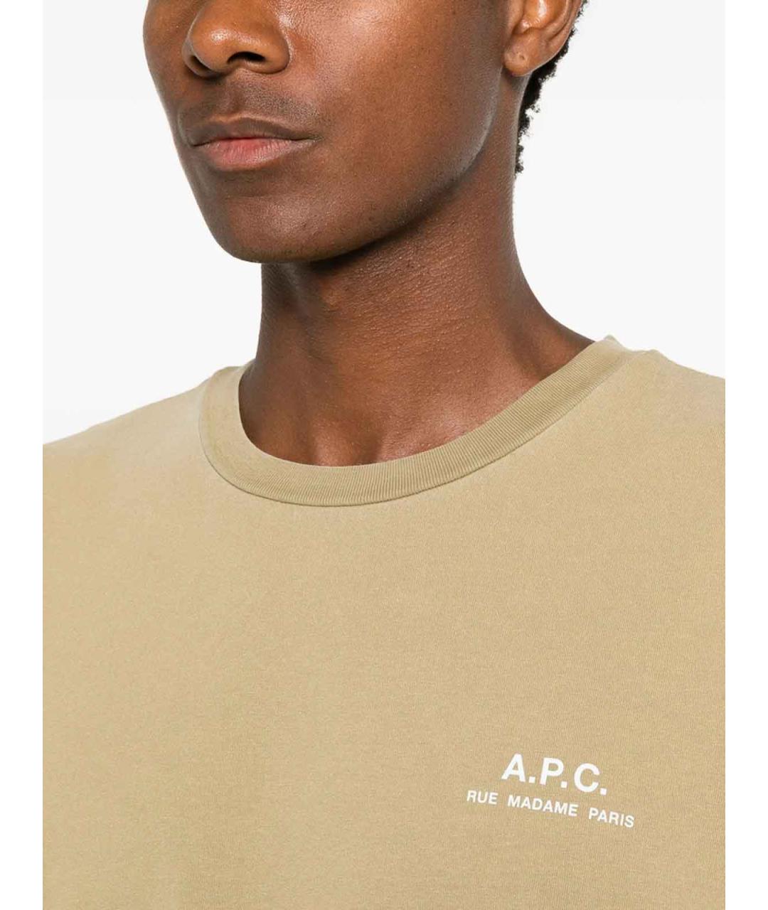 A.P.C. Бежевая хлопковая футболка, фото 2