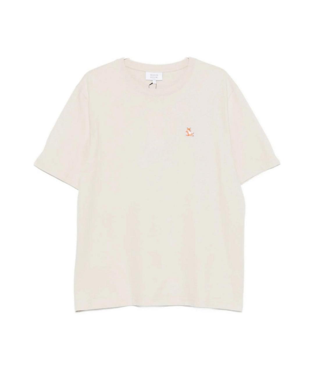 MAISON KITSUNE Бежевая хлопковая футболка, фото 1