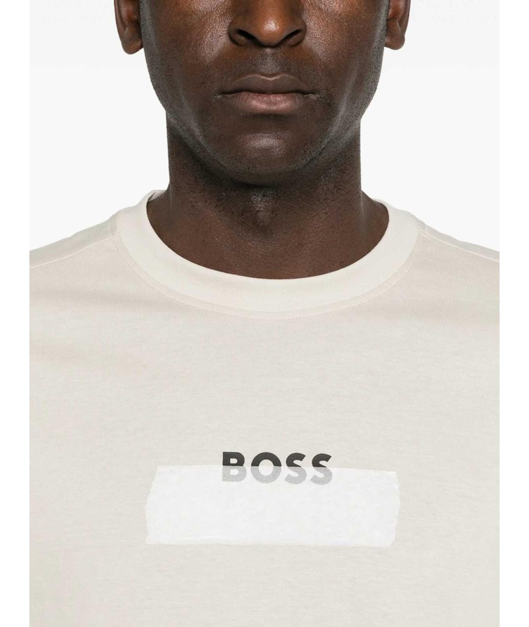 HUGO BOSS Бежевая хлопковая футболка, фото 5