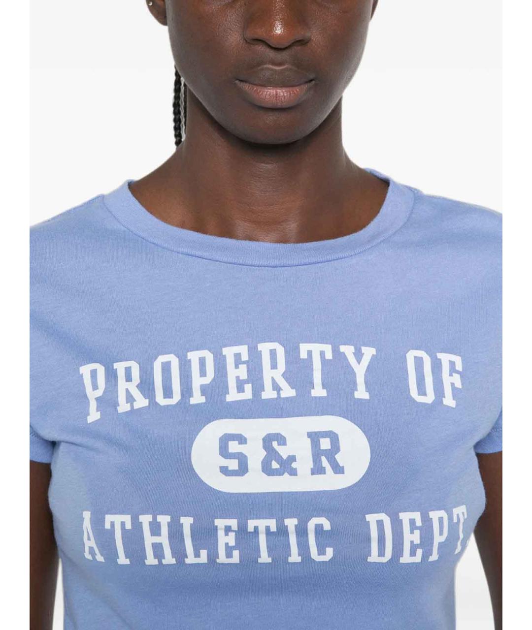 SPORTY AND RICH Голубая хлопковая футболка, фото 3