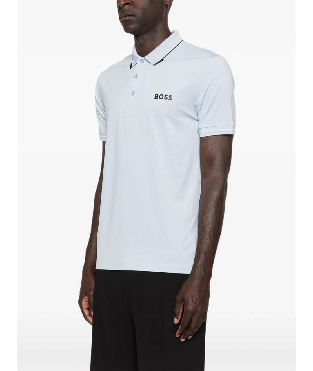 HUGO BOSS Голубое хлопковое поло с коротким рукавом, фото 5