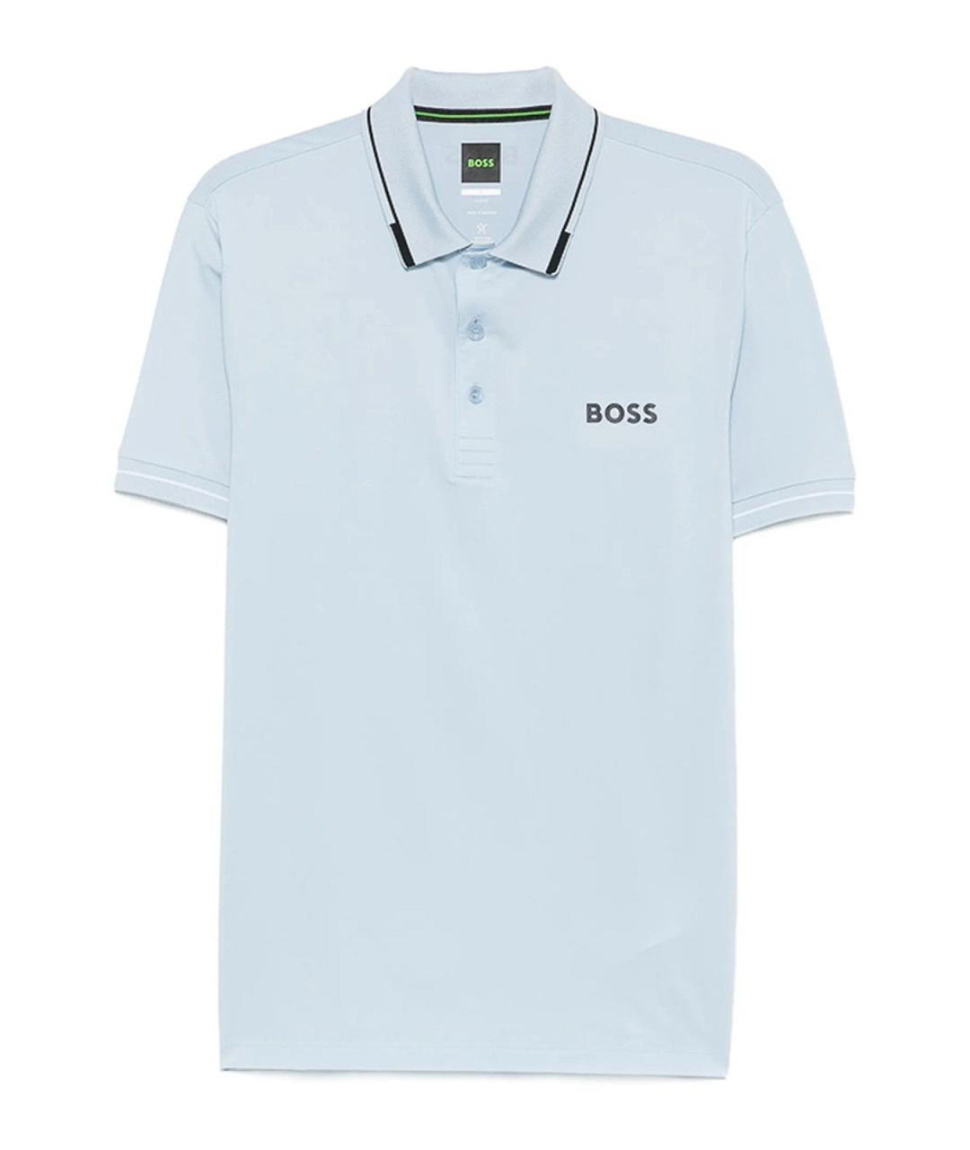 HUGO BOSS Голубое хлопковое поло с коротким рукавом, фото 1