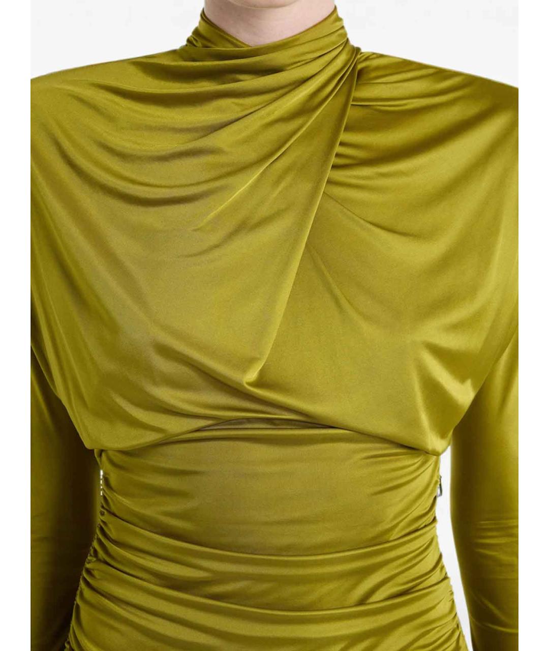 BALMAIN Зеленое вискозное коктейльное платье, фото 4