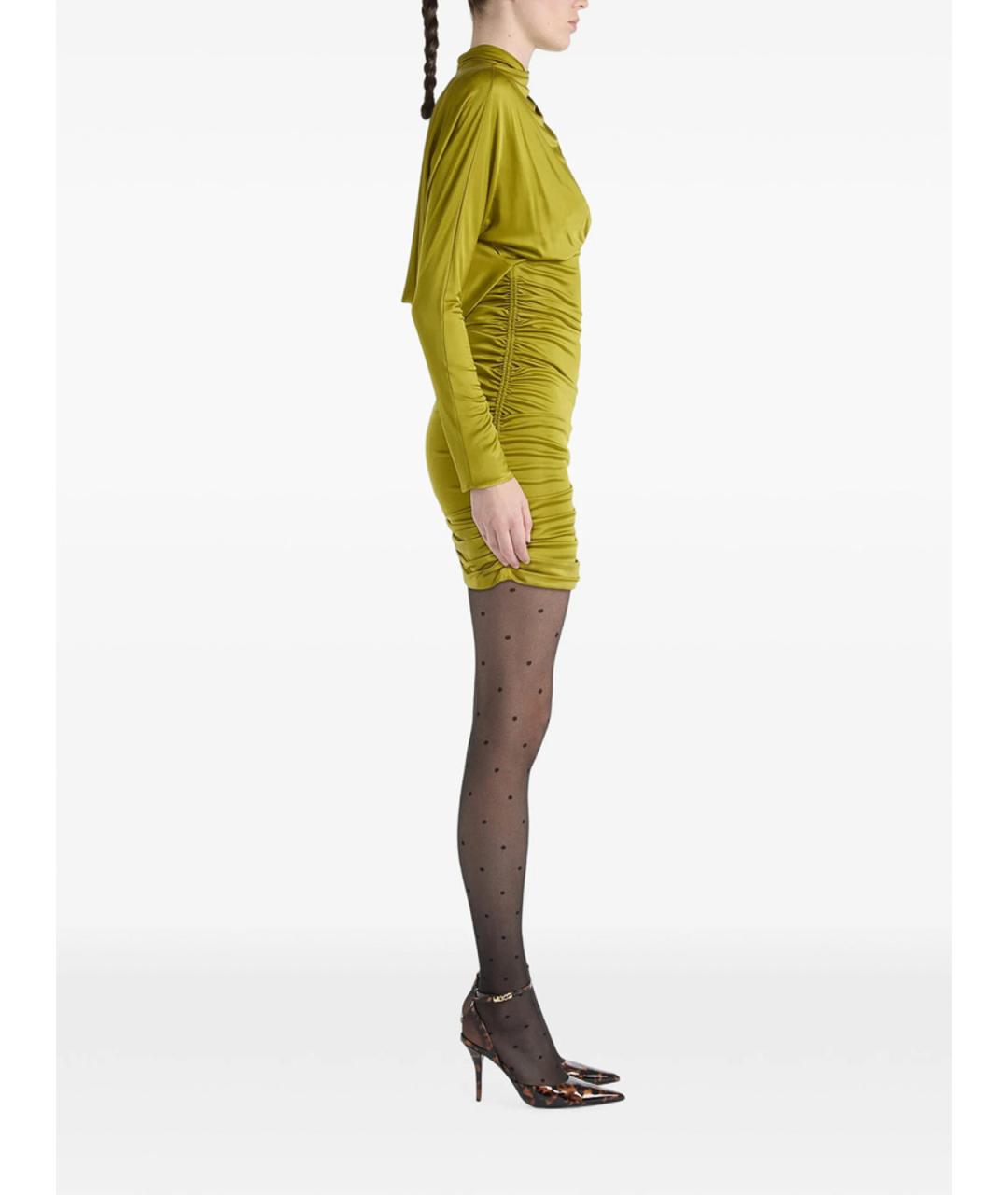 BALMAIN Зеленое вискозное коктейльное платье, фото 3