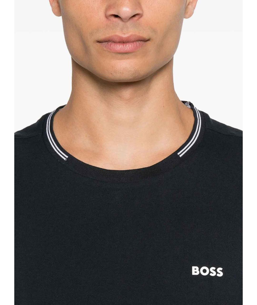 HUGO BOSS Темно-синяя хлопковая футболка, фото 3